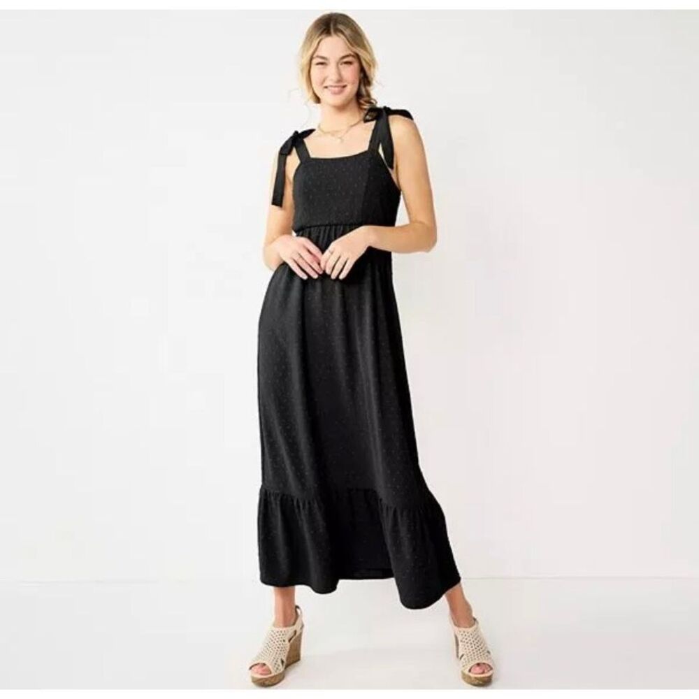 NWT So Tie-Strap Maxi dress black X-small
